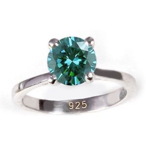Blue green Moissanite Ring